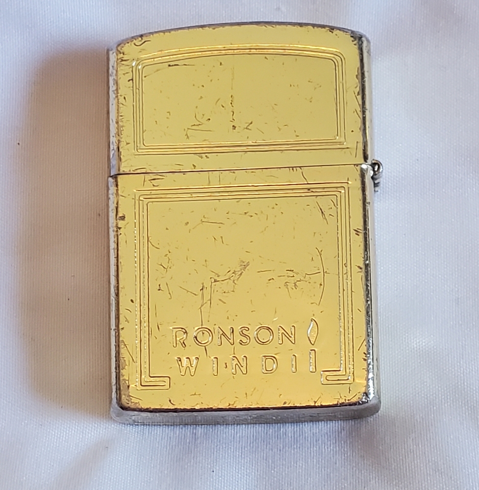 Ronson Wind II Vtg 1990's Gold Cigarette Lighter Distressed Unique Empty Retro
